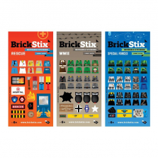 BrickStix My Action Rescue/WWII/Special Forces 157 Building Block Reusable Stickers - 3 Pack