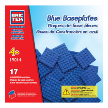 Brictek 17-piece Baseplate Building Blocks - Blue