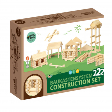 VARIS Traditional All Wooden Log Baukasten System Construction Set - 222-piece