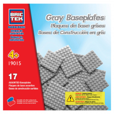 Brictek 17-piece Baseplate Building Blocks - Grey