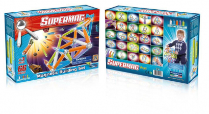 Plastwood Italia Supermag Maxi Neon Magnetic Building Set 66 Pieces