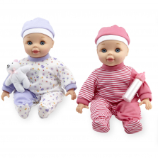 You & Me 14 inch Chat & Cuddle Twin Dolls With Patterned Pajamas