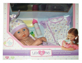 You & Me 12 inch Newborn Baby Doll in Sleepwear - Purple