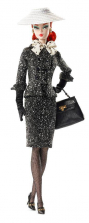 Barbie Fashion Model Collection Black and White Tweed Suit Doll - Red