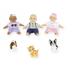 You & Me 8 inch Mini Babies with Pets Baby Doll Set
