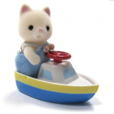Calico Critters Friends in Mini Carry Cases - Cat & Boat