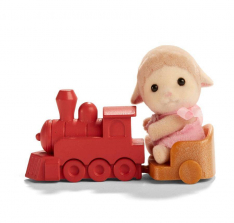Calico Critters Friends in Mini Carry Cases - Lamb and Train