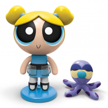 The Powerpuff Girls 2 Inch Action Doll with Stand - Bubbles with Pet Octopus