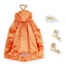 Journey Girls Orange Dress with Gold Gladiator Sandals Celebration Outfit for 18-inch Doll