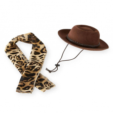 Journey Girls Outback Hat and Leopard Print Scarf Fashion Hat Pack for 18-inch Doll