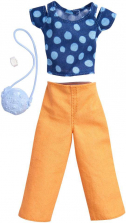Barbie Complete Look Fashion Doll Outfit - Polka Dot Top and Peach Pants