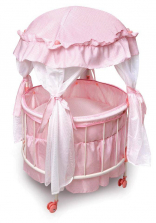 Badger Basket Royal Pavilion Round Doll Crib with Canopy and Bedding
