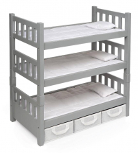 Badger Basket 1-2-3 Convertible Doll Bunk Bed with 3 Storage Baskets - Grey