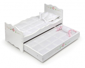 White Rose Doll Bed with Trundle