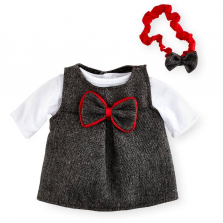 You & Me Occasion Outfit for 12-14 inch Doll - Layered Grey Dress with Bow Detail