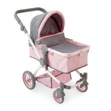 You & Me Baby So Sweet Premium Doll Pram - Pink and Gray