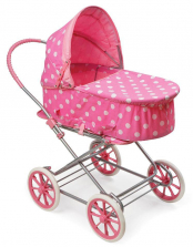 Badger Basket Toys Pink with White Dots 3-in-1 Doll Pram, Carrier and Stroller for 24 inch Doll