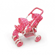 Reversible Double Doll Stroller - Pink Polka Dots