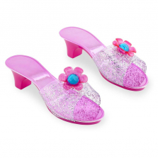Dream Dazzlers Fancy Shoes - Pink Glitter Heels with Gemstone Flower