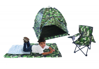 Pacific Play Tents Tent/Chair/Sleeping Bag Set - Green Camo