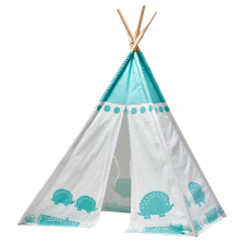 Teamson Kids Cotton Canvas Teepee - White with Green Hedgehog