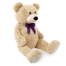Animal Alley 43 inch Purple Bow Stuffed Teddy Bear - Tan