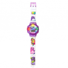 Hatchimals Girls Flashing Lights Purple Case Digital Watch - White Strap with Hatchimals Artwork