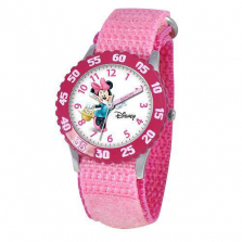 Disney Kid's Minnie Mouse Stainless Steel Time Teacher Watch -Pink