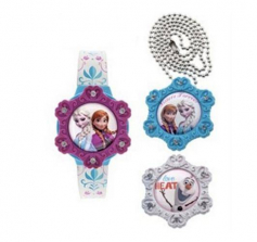 Disney Frozen Boys Interchangeable LCD Watch Set with interchangeable Pendants and Necklace