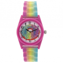 "Donut Worry Be Happy" Analog Watch with Multi Color Strap