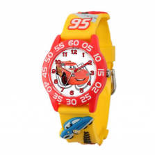 Disney Pixar Cars Boy's 3D Lightning McQueen Plastic Watch with Yellow Plastic Strap
