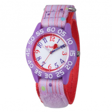 Red Balloon Girls' Purple Plastic Watch - Purple Polka Dot and Red Nylon Strap
