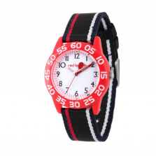 Red Balloon Boy's Red Plastic Watch with Black Striped Nylon Strap