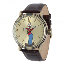 Disney Men's Goofy Vintage Watch - Brown Leather Strap