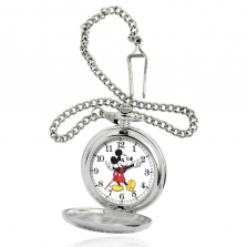 Disney Men's Mickey Mouse Pocket Watch - Silver Alloy Chain