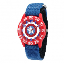 Marvel Avengers Assemble Boy's Captain America Plastic Watch - Blue Nylon Strap