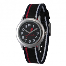 Red Balloon Boy's Stainless Steel Watch - Black Striped Nylon Strap