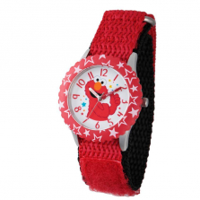 Sesame Street Unisex Elmo with Stars Stainless Steel Watch - Red Nylon Strap