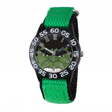 Marvel Avengers Boy's Hulk Face Plastic Watch - Green and Black Nylon Strap