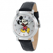 Disney Women's Minnie Mouse Vintage Watch - Black Leather Strap