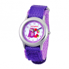 Red Balloon Love Owl Stainless Steel Time Teacher Watch with Purple Velcro Strap