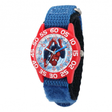 Marvel's Ultimate Spider-Man Boy's Plastic Watch - Blue Nylon Strap