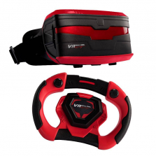 VR Real Feel Virtual Reality Racing Gaming System with Headset and Steering Wheel for iPhone and Android
