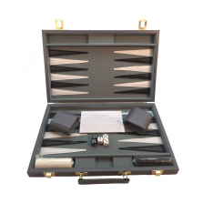 Grey Vinyl 18-inch Backgammon Set