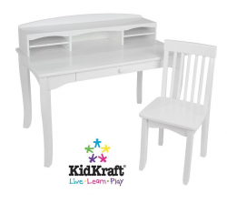 KidKraft Avalon Desk with Hutch and Chair - White