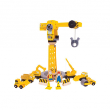 Bigjigs Toys Wooden Big Crane Construction 13 Piece Set