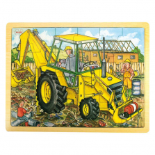 Bigjigs Toys Wooden Digger Tray Puzzle 24 Piece Set