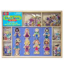 T.S. Shure Daisy Girls Daisy Town 8 Wooden Magnetic Dress-Up Dolls Set