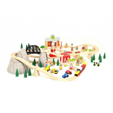 Bigjigs Toys Wooden Mountain Railway 112 Piece Set