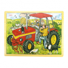 Bigjigs Toys Wooden Tractor Tray Puzzle 24 Piece Set